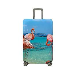 Highdi 3D Flamingo Kofferhülle, Elastisch Reise Kofferschutzhülle Reisekoffer Koffer Schutzhülle, Kofferhülle Kofferschutzhülle mit Reißverschluss, Kofferschutz (Strand,M (22-24 Zoll)) von Highdi