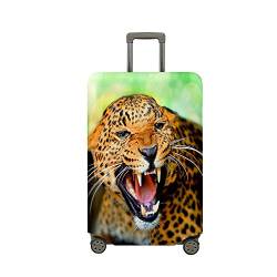 Highdi 3D Leopard Kofferhülle, Elastisch Reise Kofferschutzhülle Reisekoffer Koffer Schutzhülle, Kofferhülle Kofferschutzhülle mit Reißverschluss, Kratzfest Kofferschutz (Grün,M (22-24 Zoll)) von Highdi