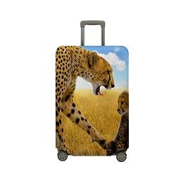 Highdi 3D Leopard Kofferhülle, Elastisch Reise Kofferschutzhülle Reisekoffer Koffer Schutzhülle, Kofferhülle Kofferschutzhülle mit Reißverschluss, Kratzfest Kofferschutz (Reisfeld,M (22-24 Zoll)) von Highdi
