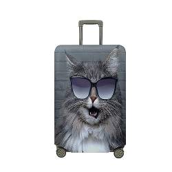 Highdi 3D Süßes Kätzchen Kofferhülle, Elastisch Reise Kofferschutzhülle Reisekoffer Koffer Schutzhülle, Kofferhülle Kofferschutzhülle mit Reißverschluss (Sonnenbrille,S (18-20 Zoll)) von Highdi