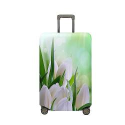 Highdi Kofferhülle, 3D Tulpe Elastisch Reise Kofferschutzhülle Reisekoffer Koffer Schutzhülle, Kofferhülle Kofferschutzhülle mit Reißverschluss (Grün,XL (29-32 Zoll)) von Highdi