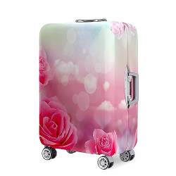Highdi Kofferschutzhülle, 3D Rose Drucken Elastisch Reise Kofferhülle, Waschbar Koffer Schutzhülle, Kofferhülle Kofferschutzhülle mit Reißverschluss, Kratzfest Kofferschutz (Pinke Rose,S) von Highdi