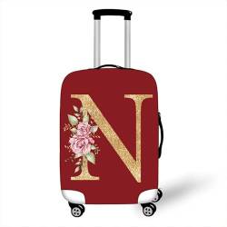 Highdi Roter Buchstabe Kofferhülle, Elastisch Reise Kofferschutzhülle Reisekoffer Koffer Schutzhülle, Kofferhülle Kofferschutzhülle mit Reißverschluss (N,XL (29-32 Zoll)) von Highdi