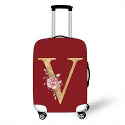 Highdi Roter Buchstabe Kofferhülle, Elastisch Reise Kofferschutzhülle Reisekoffer Koffer Schutzhülle, Kofferhülle Kofferschutzhülle mit Reißverschluss (V,L (26-28 Zoll)) von Highdi