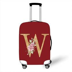 Highdi Roter Buchstabe Kofferhülle, Elastisch Reise Kofferschutzhülle Reisekoffer Koffer Schutzhülle, Kofferhülle Kofferschutzhülle mit Reißverschluss (W,M (22-24 Zoll)) von Highdi