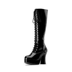 Higher-Heels Funtasma Plateau-Kniestiefel Exotica-2020 Lack schwarz Gr. 40 von Higher-Heels