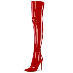 Higher-Heels PleaserUSA Overknee Stiefel Courtly-3012 Lack rot Gr.41,5 von Higher-Heels