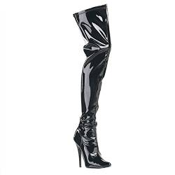 Higher-Heels PleaserUSA Overknee-Stiefel Domina-3000 Lack schwarz Gr. 38,5 von Higher-Heels