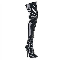 Higher-Heels PleaserUSA Overknee-Stiefel Domina-3000 Lack schwarz Gr. 45 von Higher-Heels