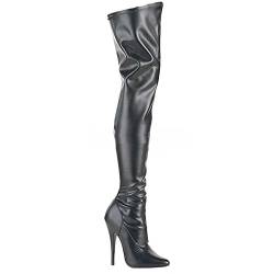 Higher-Heels PleaserUSA Overknee-Stiefel Domina-3000 Mattschwarz Gr. 47 von Higher-Heels