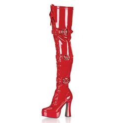 Higher-Heels PleaserUSA Overknee-Stiefel Electra-3028 Lack rot Gr.40 von Higher-Heels