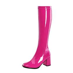 Higher-Heels PleaserUSA Stretch-Kniestiefel Gogo-300 Lack hot pink Gr. 41,5 von Higher-Heels