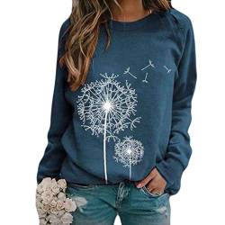 Beste Freunde Pullover Damen Kapuzenpullover Sweatshirt Herbst Winter Langarm für Frauen mit Löwenzahn Motiv Pusteblume Drucken Hemd Damenmode Lässig Langarm Bedruckte O-Neck Tops Sweatshirt Bluse von Higlles