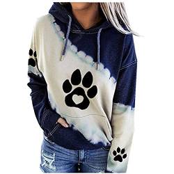 Higlles 1214 Hoodie Damen mit Kapuzen Beste Freunde Pullover Kapuzenpullover Sweatshirt Herbst Winter Langarm für Frauen Katze Motiv Hemd Damenmode Lässig Bedruckte O-Neck Tops Bluse, S von Higlles