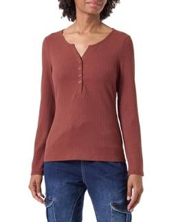 Damen Shirt Langarm V-Ausschnitt Basic Oberteile Button Casual Pullover Einfarbig Langarmshirt(Braun,Small) von Hiistandd