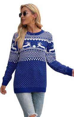 Hiistandd Damen Weihnachtspullover Winter Langarm Rundhals Pullover Gestrickte Jumper Sweatshirt von Hiistandd