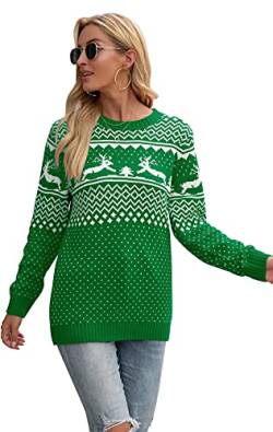Hiistandd Damen Weihnachtspullover Winter Langarm Rundhals Pullover Gestrickte Jumper Sweatshirt von Hiistandd