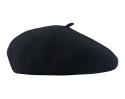 Hikong Damen Barett Mütze Frühling/Herbst/Winter Hut Mädchen Mütze Wollmütze Beanie Maler Kappe Prinzessinhut Fraumütze Baske Baskenmütze Beret Cap, Schwarz, Einheitsgröße von Hikong