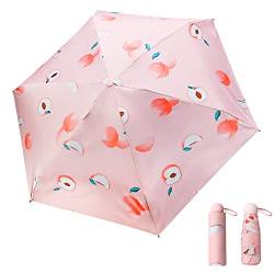 Hileyu Faltbarer Reiseschirm Kleiner kompakter Mini-Regenschirm Anti-UV Leichtgewichtige und tragbare Handtaschenschirme für Frauen Männer 90 X 50cm (Pfirsich) von Hileyu