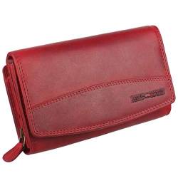 Hill Burry Geldbörse Damen Unisex Herren Portemonnaie echt naturgegerbt Leder | viel Stauraum | Scheinfach | Münzfach| Brieftasche | Geldbeutel | Wallet | RFID Schutz Red von Hill Burry