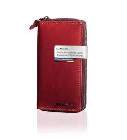 Hill Burry Leder Damen Portemonnaie Arite I Geldbörse I Brieftasche | Geldbeutel Wallet Portmonee mit RFID Schutz aus hochwertigem naturgegerbtem Leder | B 10,5cm x H 20cm x T 3,5cm von Hill Burry