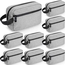 Hillban 9 Pcs Tragbare Kulturbeutel Wasserfest Rasieren Tasche Faltbare Kosmetiktasche Reisetasche für Toilettenartikel Hängende Lagerung Dusche Tasche, Hellgrau von Hillban