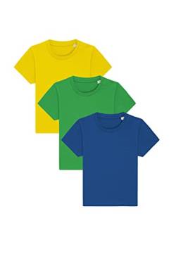 3er Set Hochwertiges Baby, Kleinkind T-Shirt aus Bio-Baumwolle, Säuglingshirt mit Druckknöpfe, hervorragend zum Bedrucken.(z.B. mit Transferfolien), Size:56/68, Color:Fresh von Hilltop