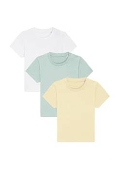 3er Set Hochwertiges Baby, Kleinkind T-Shirt aus Bio-Baumwolle, Säuglingshirt mit Druckknöpfe, hervorragend zum Bedrucken.(z.B. mit Transferfolien), Size:56/68, Color:Spring von Hilltop