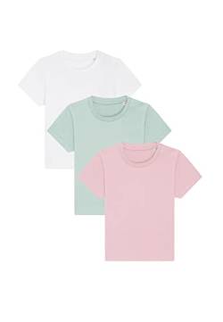 3er Set Hochwertiges Baby, Kleinkind T-Shirt aus Bio-Baumwolle, Säuglingshirt mit Druckknöpfe, hervorragend zum Bedrucken.(z.B. mit Transferfolien), Size:56/68, Color:Summer von Hilltop