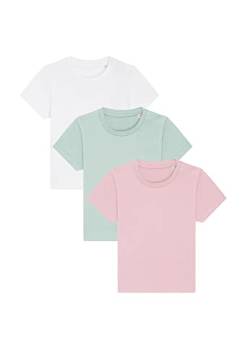 3er Set Hochwertiges Baby, Kleinkind T-Shirt aus Bio-Baumwolle, Säuglingshirt mit Druckknöpfe, hervorragend zum Bedrucken.(z.B. mit Transferfolien), Size:68/80, Color:Summer von Hilltop