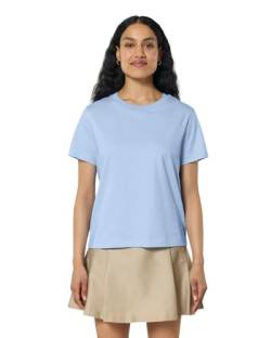 Hilltop Damen T-Shirt, 100% Bio-Baumwolle, Rundhals, Sommer Basic Kurzarm Shirt Elegant, Size:L, Color:Blue Soul von Hilltop