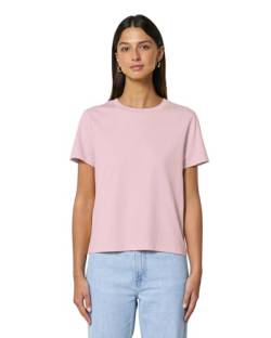 Hilltop Damen T-Shirt, 100% Bio-Baumwolle, Rundhals, Sommer Basic Kurzarm Shirt Elegant, Size:L, Color:Cotton Pink von Hilltop