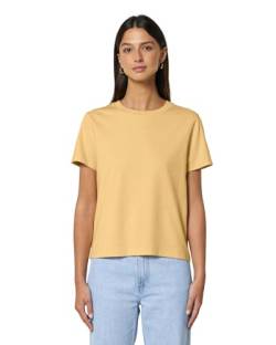 Hilltop Damen T-Shirt, 100% Bio-Baumwolle, Rundhals, Sommer Basic Kurzarm Shirt Elegant, Size:L, Color:Nispero von Hilltop