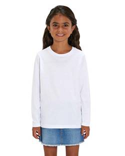 Hilltop Hochwertiges Kinder Langarmshirt, 100% Baumwolle für Mädchen und Jungen. Eignet Sich hervorragend zum Bedrucken. (z.B.: mit Transfer-Folien/Textilfolien), Size:146/152, Color:White von Hilltop