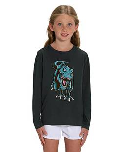 Hilltop Hochwertiges Kinder Langarmshirt aus Biobaumwolle mit Dinosaurier, T-Rex 100% Bio Baumwolle, Size:152/164, Color:Black von Hilltop