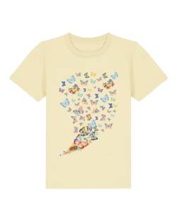 Hilltop Hochwertiges Kinder Mädchen T-Shirt aus 100% Bio Baumwolle mit wunderschönem Einhorn Motiv, Schmetterling Motiv, Premium Kinder Tshirt, Size:110/116, Color:Butter Butterfly von Hilltop