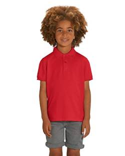 Hilltop Hochwertiges Kinder Poloshirt aus 100% Bio-Baumwolle für Mädchen und Jungen. Eignet sich hervorragend zum bedrucken. (z.B.: mit Transfer-Folien/Textilfolien), Size:110/116, Color:Red von Hilltop