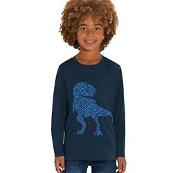 Hilltop Kinder Langarmshirt aus Biobaumwolle mit Dinosaurier Glitzer Motiv, Size:122/128, Dino:Navy-Dino Blue von Hilltop