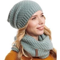 Hilltop Strickmütze Winter Kombi Set aus Winter Schal und passender Strickmütze mit Pompon von Hilltop