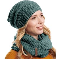 Hilltop Strickmütze Winter Kombi Set aus Winter Schal und passender Strickmütze mit Pompon von Hilltop