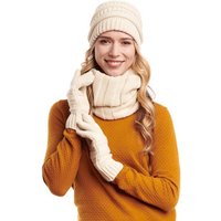 Hilltop Strickmütze Winter Set aus Loop-Schal, Strickmütze u. Handschuh, Öffnung für Zopf von Hilltop