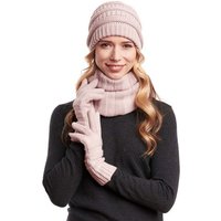 Hilltop Strickmütze Winter Set aus Loop-Schal, Strickmütze u. Handschuh, Öffnung für Zopf von Hilltop