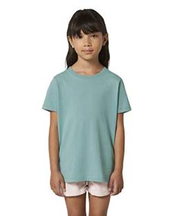Hochwertiges Kinder T-Shirt aus 100% Bio-Baumwolle für Mädchen und Jungen. Eignet Sich hervorragend zum Bedrucken. (z.B.: mit Transfer-Folien/Textilfolien), Size:110/116, Color:Teal Monstera von Hilltop