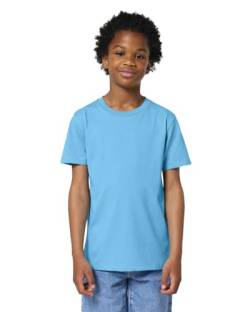 Hochwertiges Kinder T-Shirt aus 100% Bio-Baumwolle für Mädchen und Jungen. Eignet Sich hervorragend zum Bedrucken. (z.B.: mit Transfer-Folien/Textilfolien), Size:122/128, Color:Aqua Blue von Hilltop