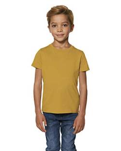 Hochwertiges Kinder T-Shirt aus 100% Bio-Baumwolle für Mädchen und Jungen. Eignet Sich hervorragend zum Bedrucken. (z.B.: mit Transfer-Folien/Textilfolien), Size:134/146, Color:Ochre von Hilltop