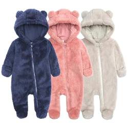 Hilmocho Baby Strampler mit Kapuze Winter Warm Kleinkind Fleece Overall Schneeanzug Onesies Outwear Outfits für 0-12 Monate von Hilmocho