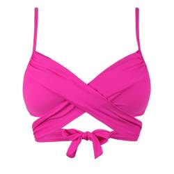 Hilor Damen Bikini Top Criss Cross Badeanzüge Retro Push Up Badeanzug Swim Tops, Hot Pink, 36 von Hilor