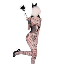 Hilssexet Ouvert Bodystocking Bodysuit Erotische Dessous Unterwäsche mit offenem Schritt Damen Unterwäsche Netzstrümpfer für Sex Sexy Catsuit Jumpsuit Bodysuit Sexy Spitze Nachtwäsche (Schwarz#28) von Hilssexet