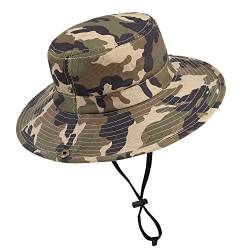 HilyBony Sonnenhut für Jungen, Camouflage, für Sommer, Outdoor, Safari, Fischerhut, Boonie-Kappe für große Kinder, 5-15 Jahre, camouflage, Large von HilyBony