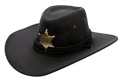 HilyBony Western-Cowboy-Hüte für Damen und Herren, Sheriff, Cowgirl, Kostüm, Verkleidung, Fedora-Hut, Schwarz , M/L von HilyBony